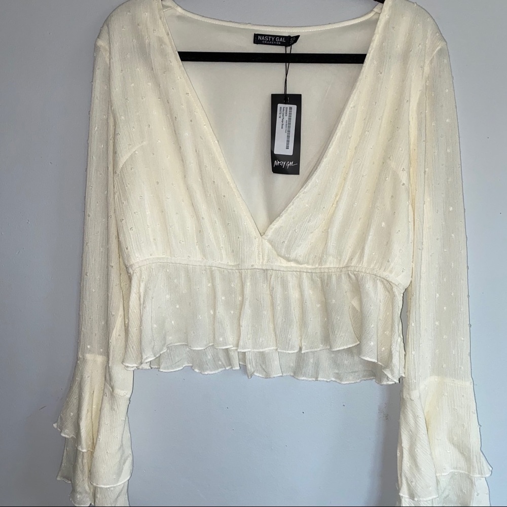Plunge neck flowy blouse